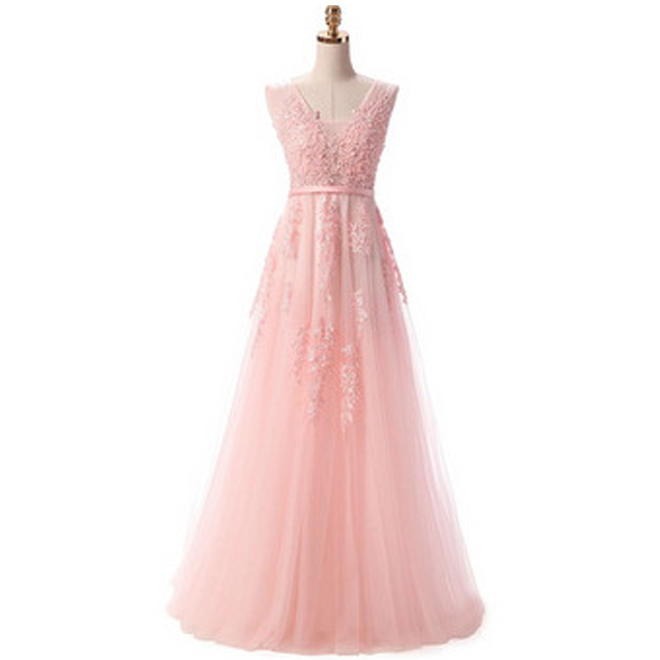 Women V-Neck Decorated Fancy Wedding Dress