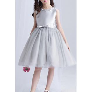 Kids Girls Breathable Sleeveless Style Irregular Hem Solid Colored Dress