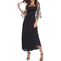 Women Trumpet Sleeve Long Skirt Embroided Dress