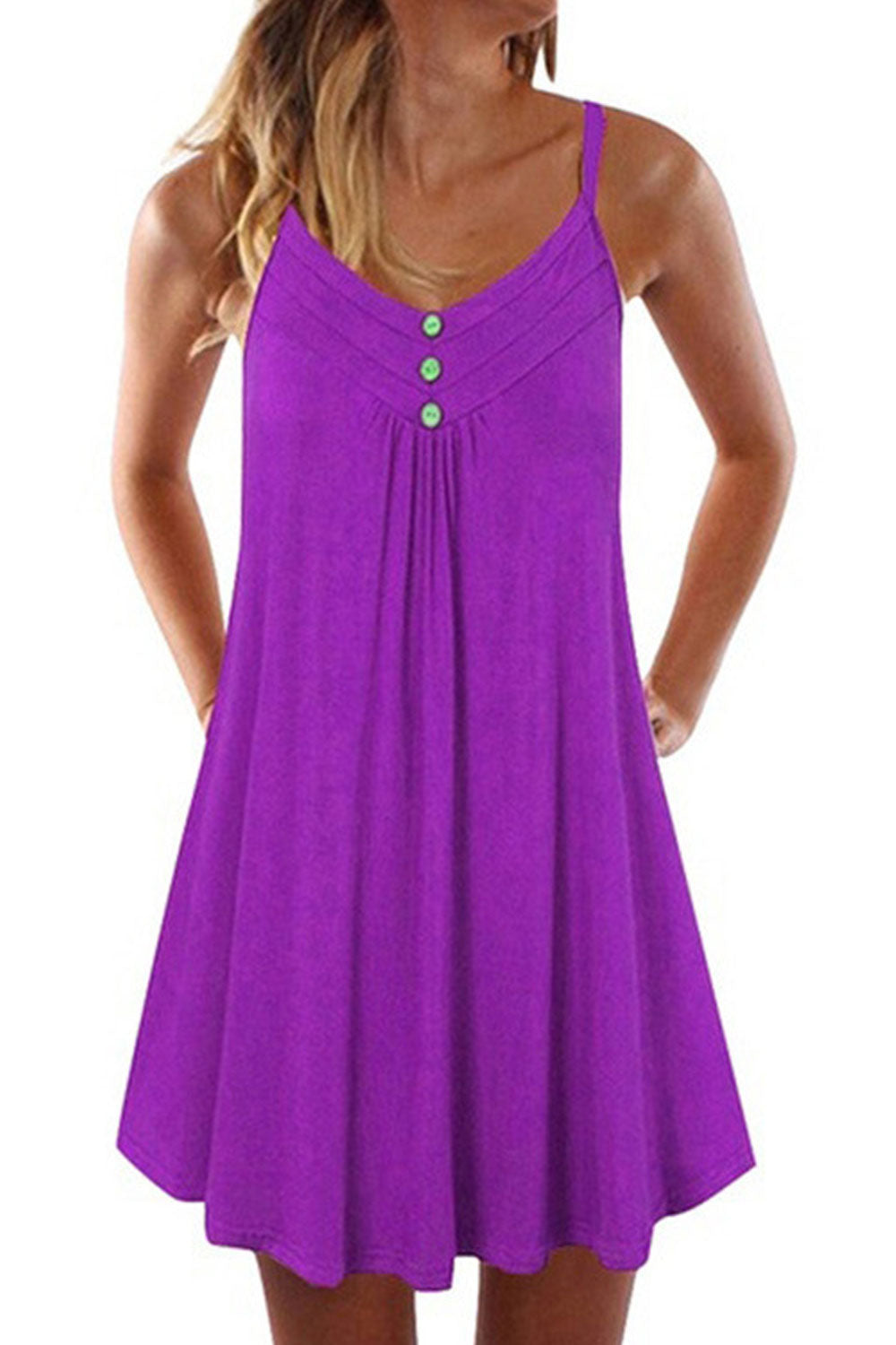 Women Thin Strap Neck Loose Summer Dress