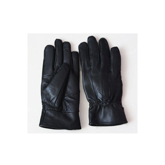 Women Classy Solid Color Thick Warm Leather Gloves
