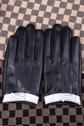 Women Thick Bowknot Wind Breaker Outdoor Winter Season PU Leather Gloves