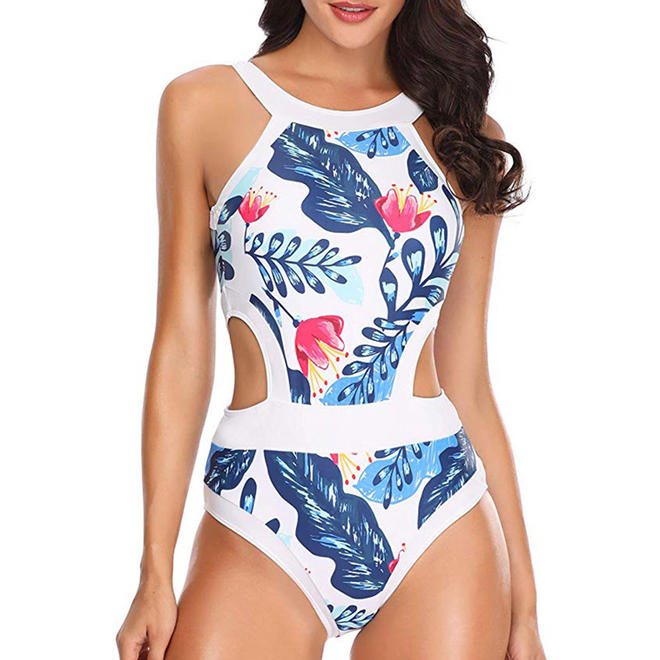 Women Back Keyhole Hook Closure Swimwear