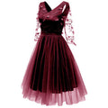 Women Round Neck Fit Bust Lace Halter Skirt Dress