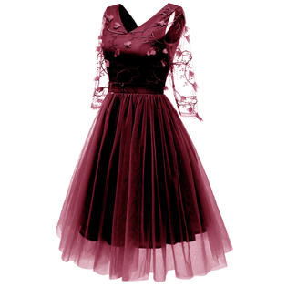 Women Round Neck Fit Bust Lace Halter Skirt Dress