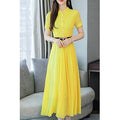 Junior Solid Colored Chiffon Without Belt Dress