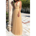 Women V-Neck Pearls Decorated Party Dress
