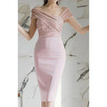Off Shoulder Wrap Bust Zipper Dress