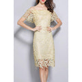 Women Flower Lace Off Neck Sheath Dress