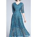 Women Lace Up V-Neck Soft Feel Gown Dress