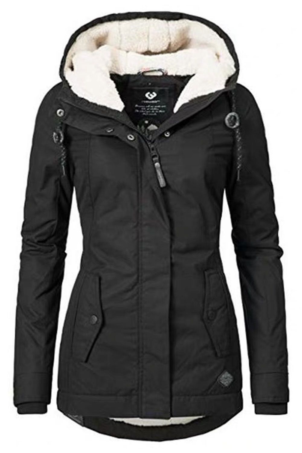 Women Hooded Neck Solid Colored Long Sleeve Comfy Casual Jacket