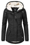 Women Hooded Neck Solid Colored Long Sleeve Comfy Casual Jacket