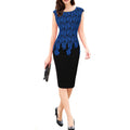 Women Sleeveless Flower Lace Round Neck Slim Fit Mid Length Dress