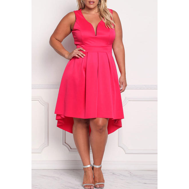 Women Solid Colored Thin Lightweight Summer Deep V-Neck Breathable Dress