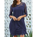 Women Superbly Designed Waist Transparent Sleeve Round Neck Attractive Above The Knee Party Evening Dress