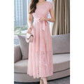 Women Thin Mesh Short Sleeve Trend V-Neck Breathable Fabulous Dress