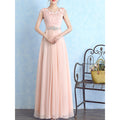 Women Flower Lace Round Neck Wedding Dress
