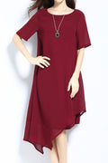 Women Loose Solid Colored Chiffon Dress