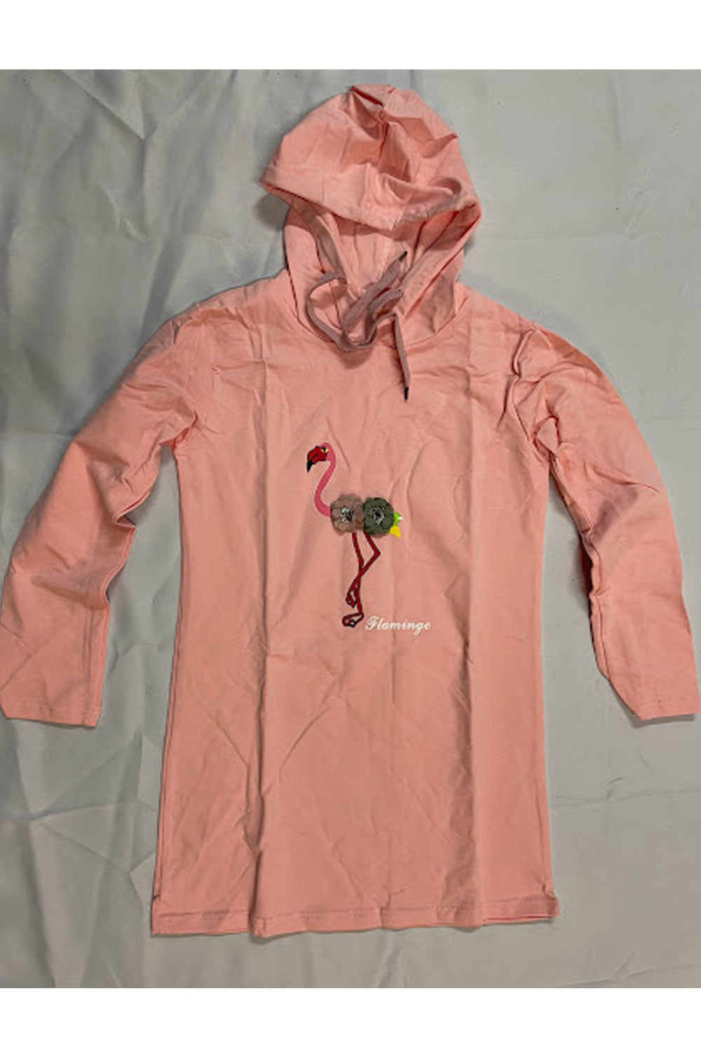 Women Excellent Flamingo Floral Stitched Design Lovely Long Sleeve Warm Hoodie