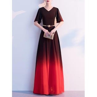 Women Elegant Short Sleeved Long Maxi Dress