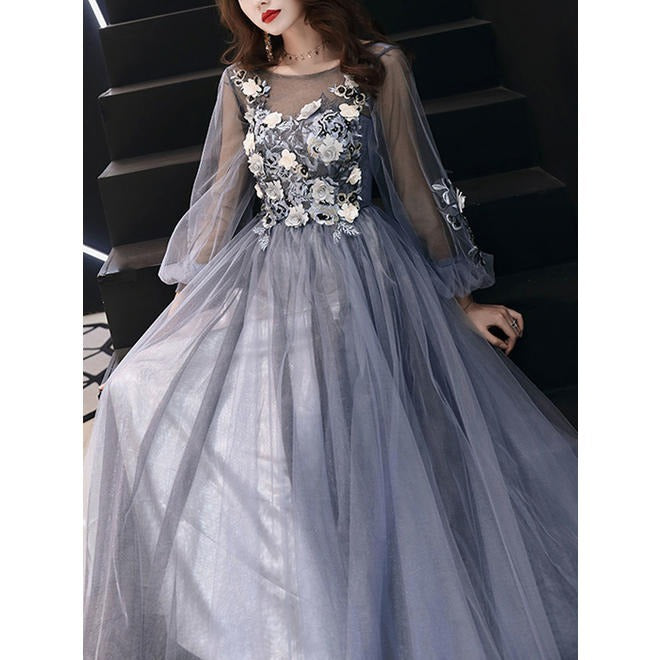Women Flower Bust Loose Sleeve Wedding Dress