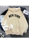 Women Awesome New York Pattern Durable Drawstring Loose Long Sleeve Comfortable Warm Winter Hoodie