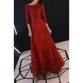 Women Boat Neck 3/4 Sleeve Fancy Dress
