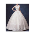 Women Lace Round Neck Ball Gown Wedding Dress