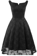 Women Round Open Neck Lace Skirt Dress