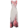 Women Lightweight Printed Style Round Neck Casual Chiffon Dress