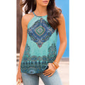 Women Sleeveless Easy Round Neck Elegent Pattern Thin Breathable Casual Shirt