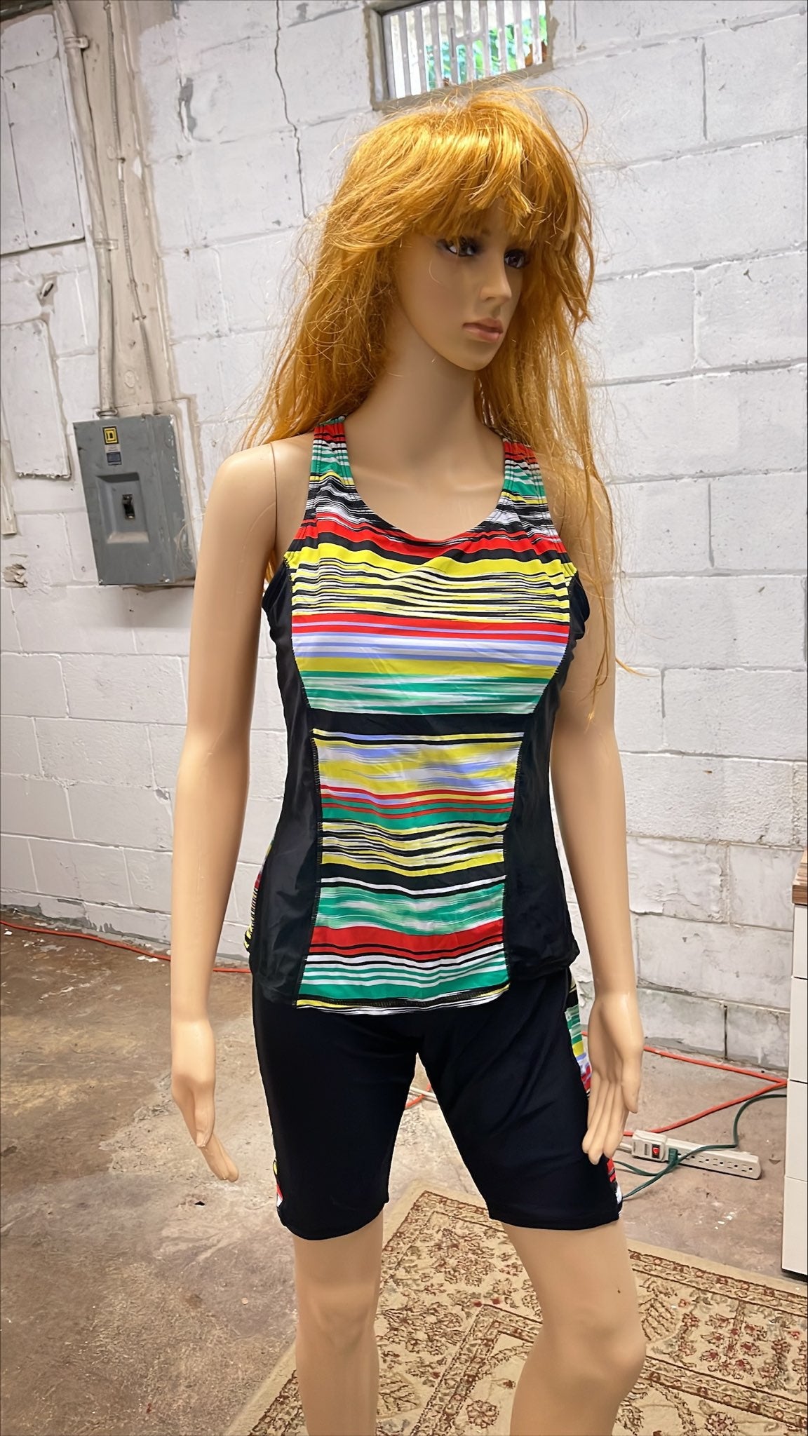 Women Lovely Printed Pattern Summer Sleeveless Easy Round Neck Casual Two-Piece Pool Swimwear