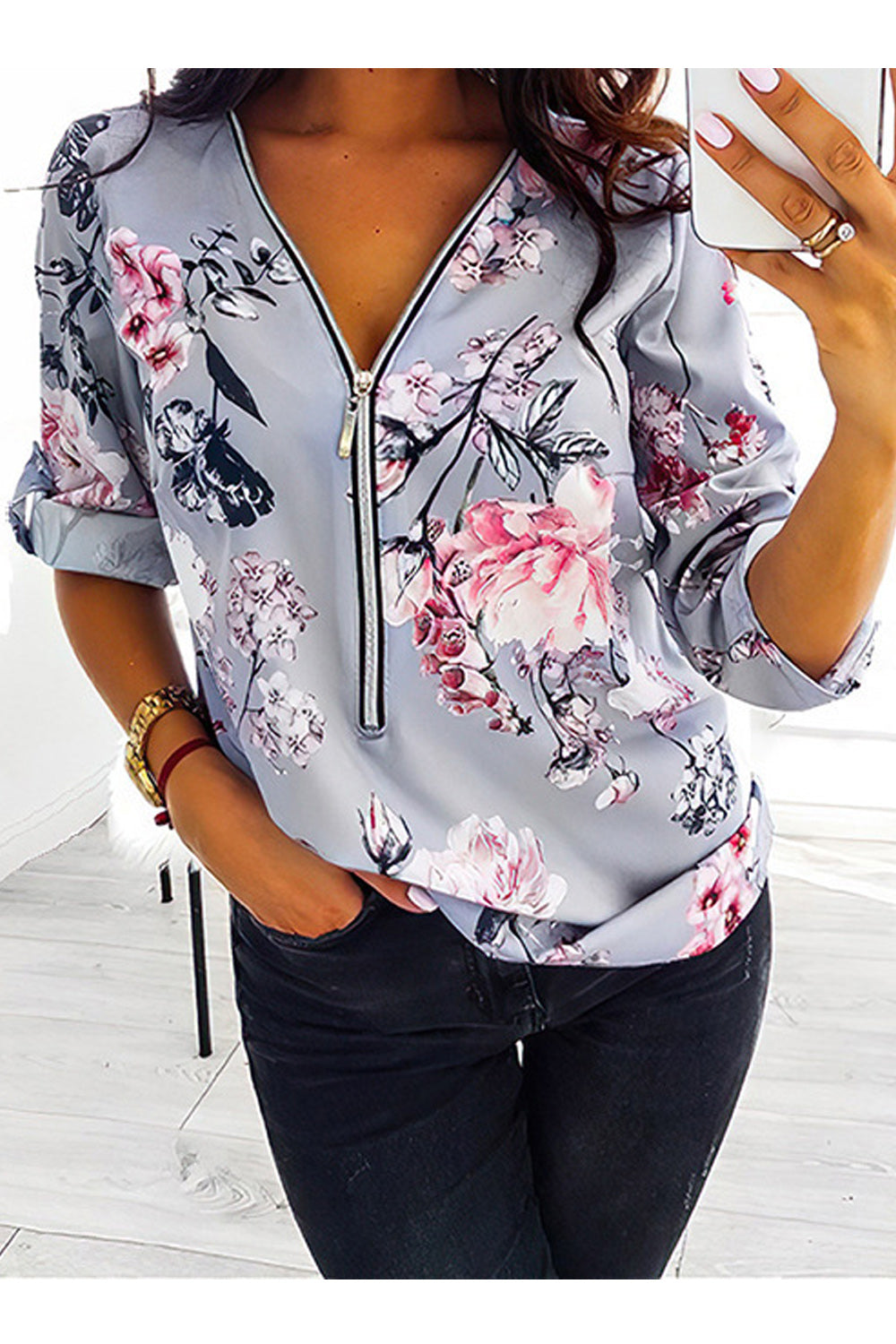 Women Soft Flower Printed Loose Unique Shirt