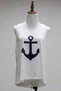 Women Sleeveless Round Neck Loose Waist Casual Wearing Shirt