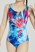 Kids Girls Breathable Sleeveless Printing Seaside One Piece Swimwear