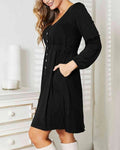 Women's Double Take Scoop Neck Empire Waist Long Sleeve Magic Dress