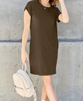 Women's Basic Bae Full Size Round Neck Short Sleeve Dress with Pockets