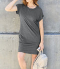 Women's Basic Bae Full Size Round Neck Short Sleeve Dress with Pockets
