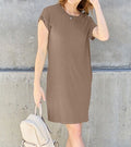 Women's Basic Bae Full Size Round Neck Short Sleeve Dress with Pockets