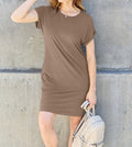 Women's Basic Bae Full Size Round Neck Short Sleeve Dress with Pockets