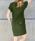 Women's Basic Bae Full Size Round Neck Short Sleeve Dress with Pockets