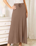 Women's Double Take Full Size Soft Rayon Drawstring Waist Maxi Skirt Rayon