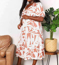women's Double Take Printed Surplice Balloon Sleeve Dress