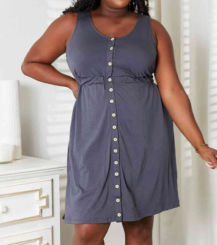 Women's Double Take Sleeveless Button Down Magic Dress