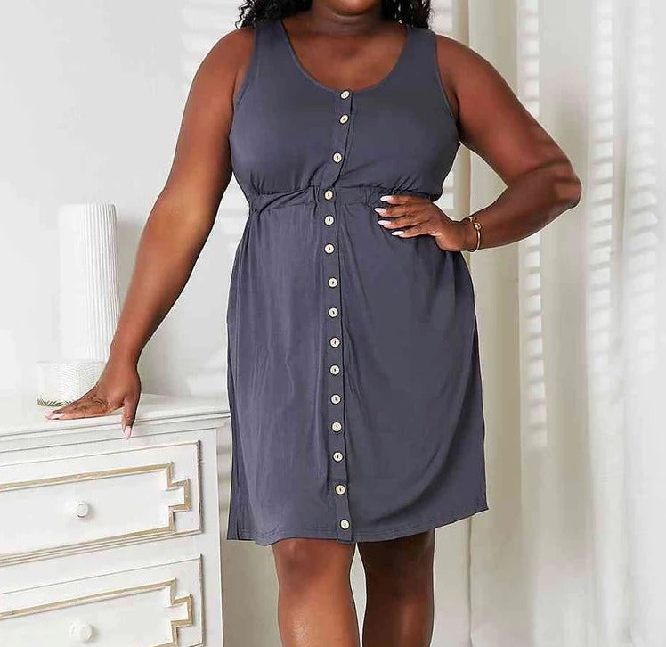 Women's Double Take Sleeveless Button Down Magic Dress