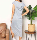 Women's Double Take Short Sleeve Front Slit Hooded Dress