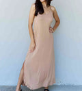 Women's Ninexis Good Energy Full Size Cami Side Slit Maxi Dress in Camel