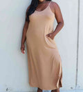 Women's Ninexis Good Energy Full Size Cami Side Slit Maxi Dress in Camel