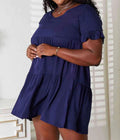Women's Double Take V-Neck Flounce Sleeve Tiered Dress