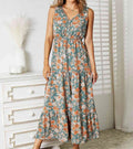 Women's Double Take Floral V-Neck Tiered Sleeveless Dress
